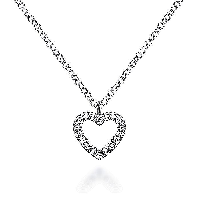 Gabriel & Co. 14K White Gold Diamond Heart Pendant