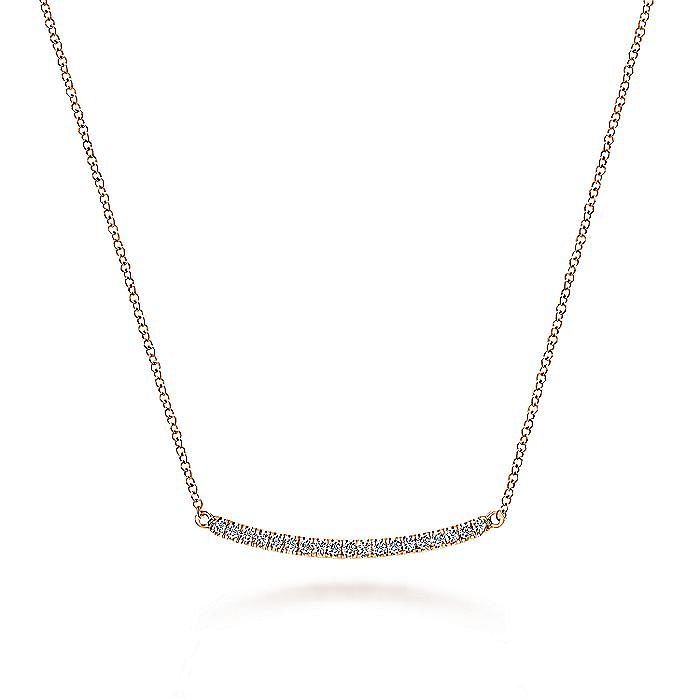 Gabriel 14K Rose Gold Diamond Pave Curved Bar Necklace