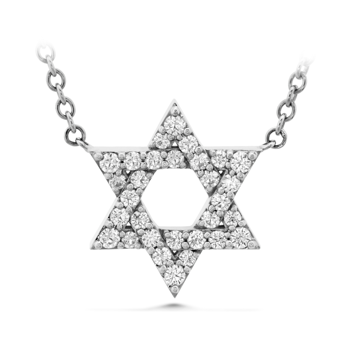 HOF 18K White Gold Charmed Star of David