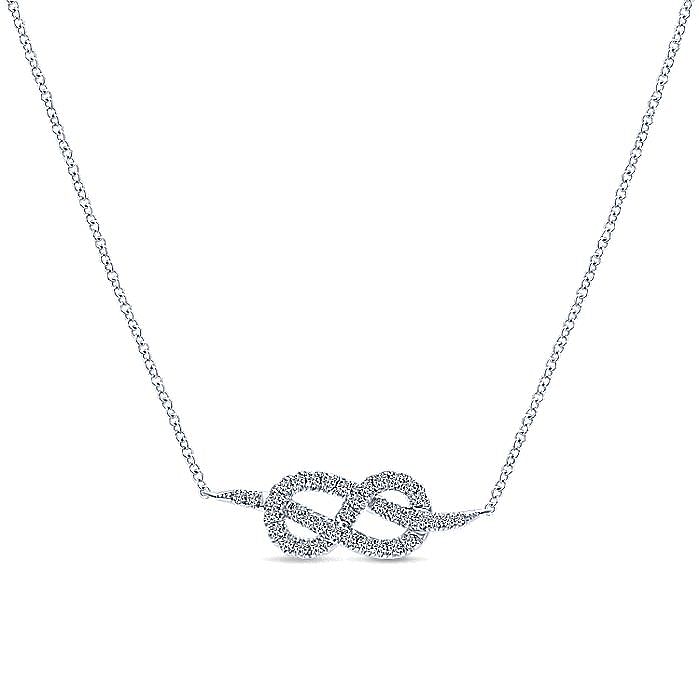 Gabriel & Co. 14K White Gold Eternal Love Infinity Necklace with 36 Round Diamonds 0.32 Tcw with 36 Round Diamonds 0.28 CTS G-H SI2