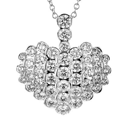 Simon G. 18K White Gold Diamond Heart Pendant Necklace 19