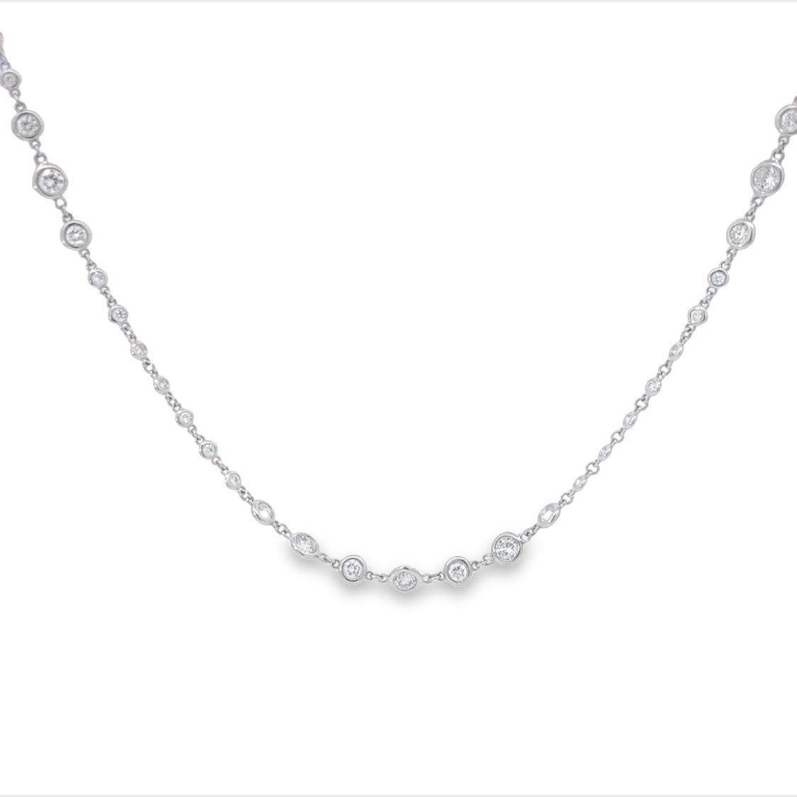 18K White Gold Diamonds by the Yard Necklace with 69 Round Diamonds 3.00 Tcw G-H SI1