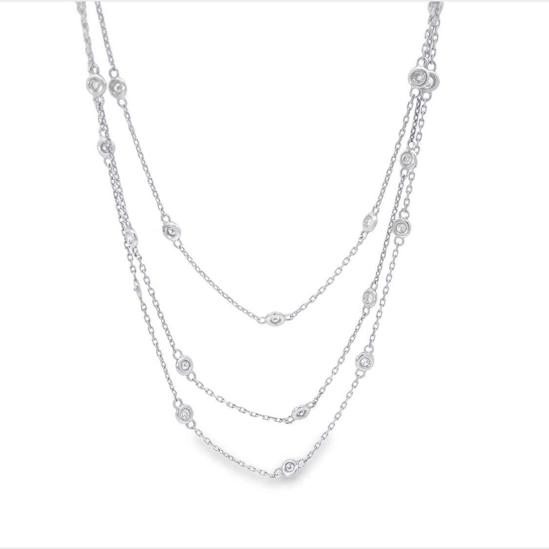 18K White Gold Diamonds by the Yard Necklace with 32 Round Brilliant Cut Diamonds1.50 Tcw G-H SI1