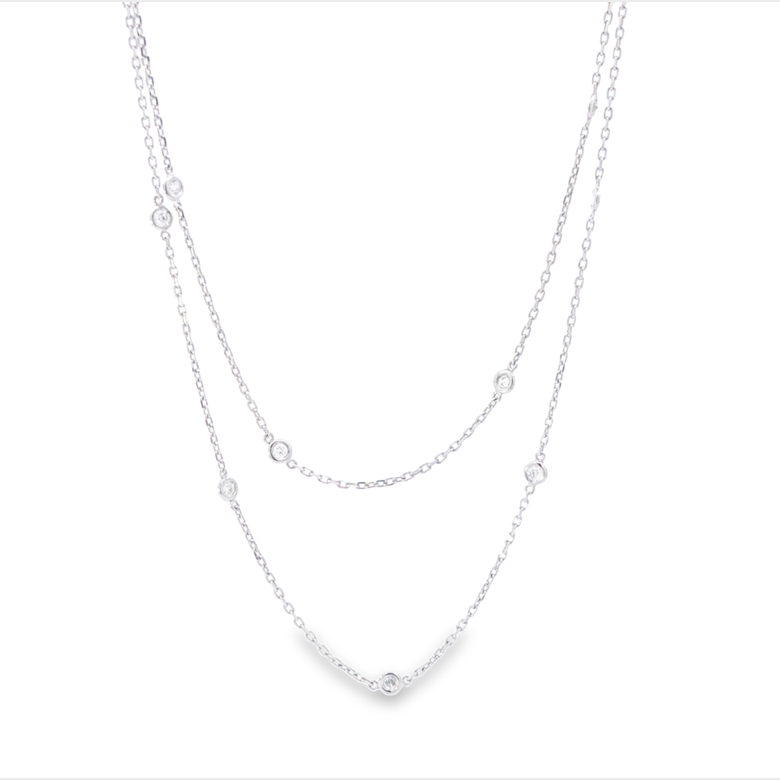 14K White Gold Diamonds by the Yard Necklace 24