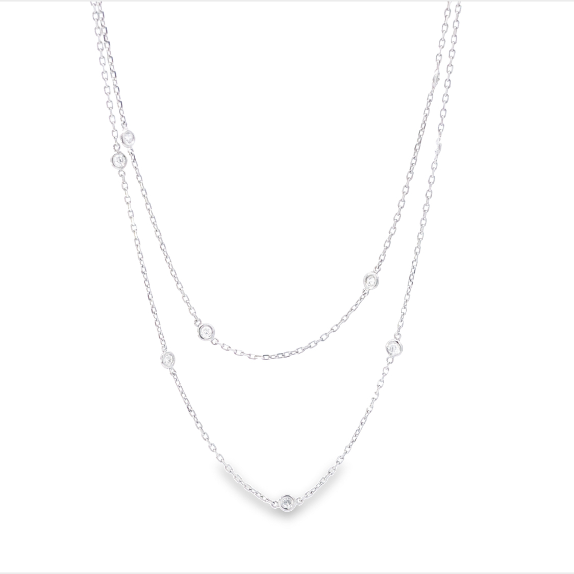 14K White Gold Diamonds by the Yard Necklace 24 with 16 Round Diamonds 0.50ctw G-H SI1 Size 24