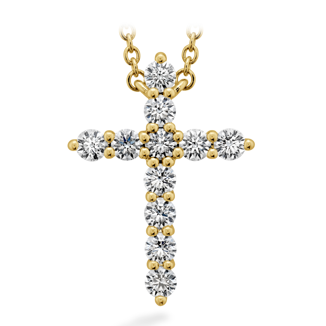 Hearts on Fire 18K Yellow Gold Signature Cross Medium with 11 Round Diamonds 0.49 Tcw G-H VS-SI