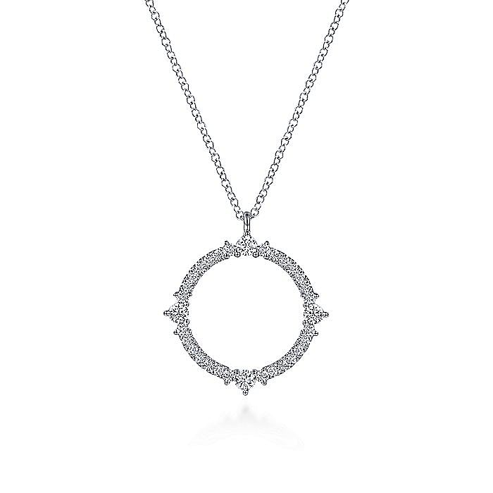 Gabriel & Co. 14K White Gold Round Diamond Circle Pendant Necklace