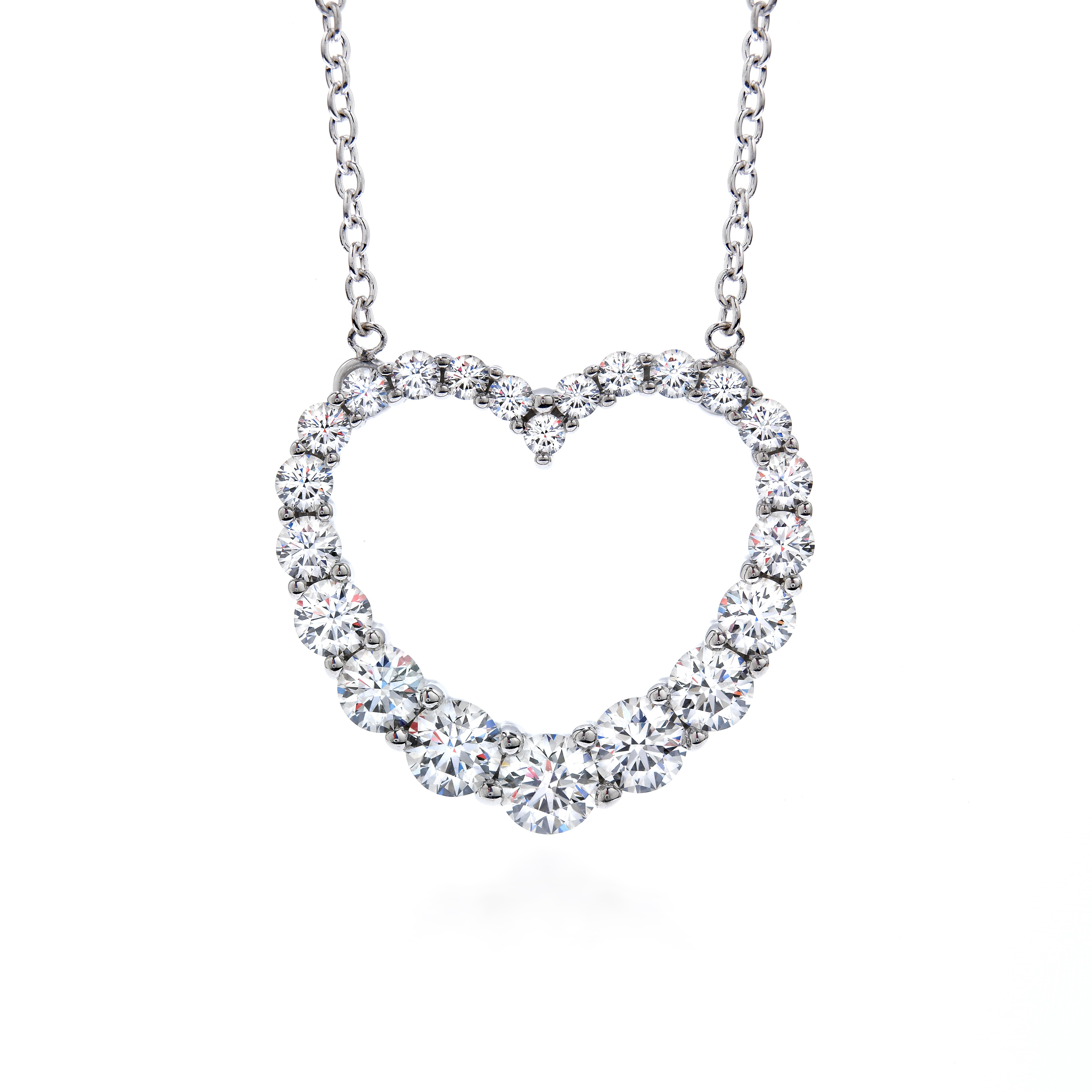 Hearts on Fire 18K White Gold Whimsical Graduated Heart Pendant with 22 Round Brilliant Cut Diamonds 1.16 Tcw G-H VS-SI