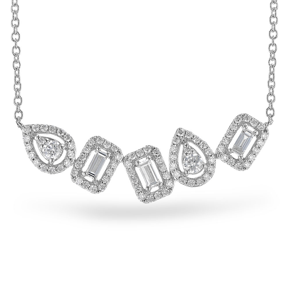 Allison Kaufman 14K White Gold Necklace with Mixed Shape Diamonds 0.55 Tcw G SI1