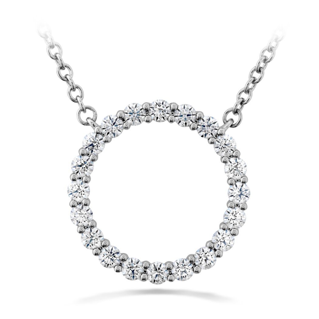 Hearts on Fire 18K White Gold Signature CIrcle Necklace - Medium - with 20 Round Diamonds 0.39 Tcw G-H VS-SI