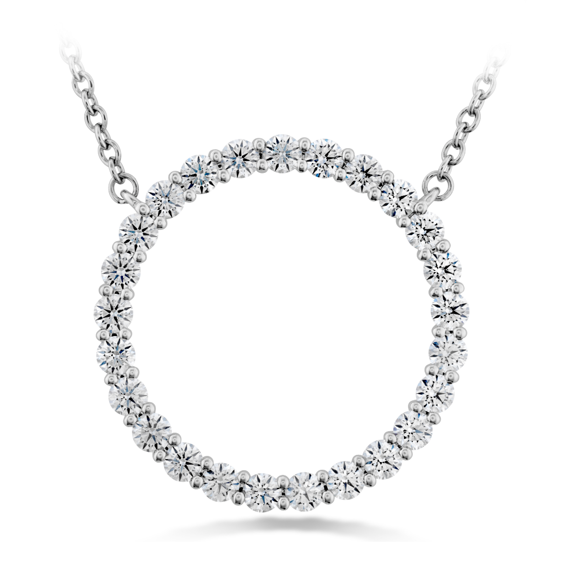 Hearts on Fire 18K White Gold Signature Circle Necklace - Large - with 25 Round Diamonds 0.65 Tcw G-H VS-SI