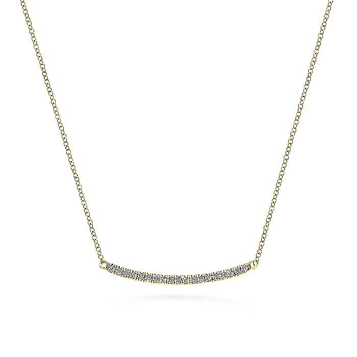 Gabriel & Co. 14K Yellow Gold Classic Diamond Pavé Curved Bar Necklace