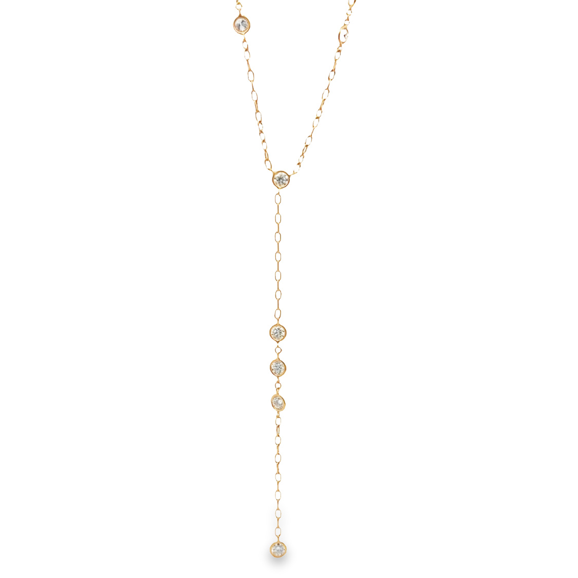 Norman Silverman 18K Rose GOld Lariat Necklace with 19 Round Brilliant Cut Diamonds 3.65 TCW G-H VS