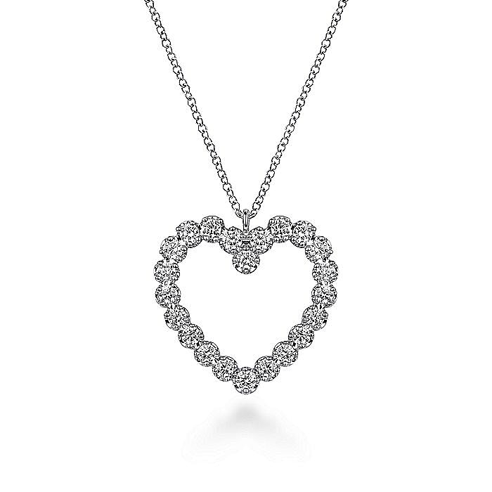 Gabriel & Co. 14K White Gold Diamond Heart Pendant Necklace