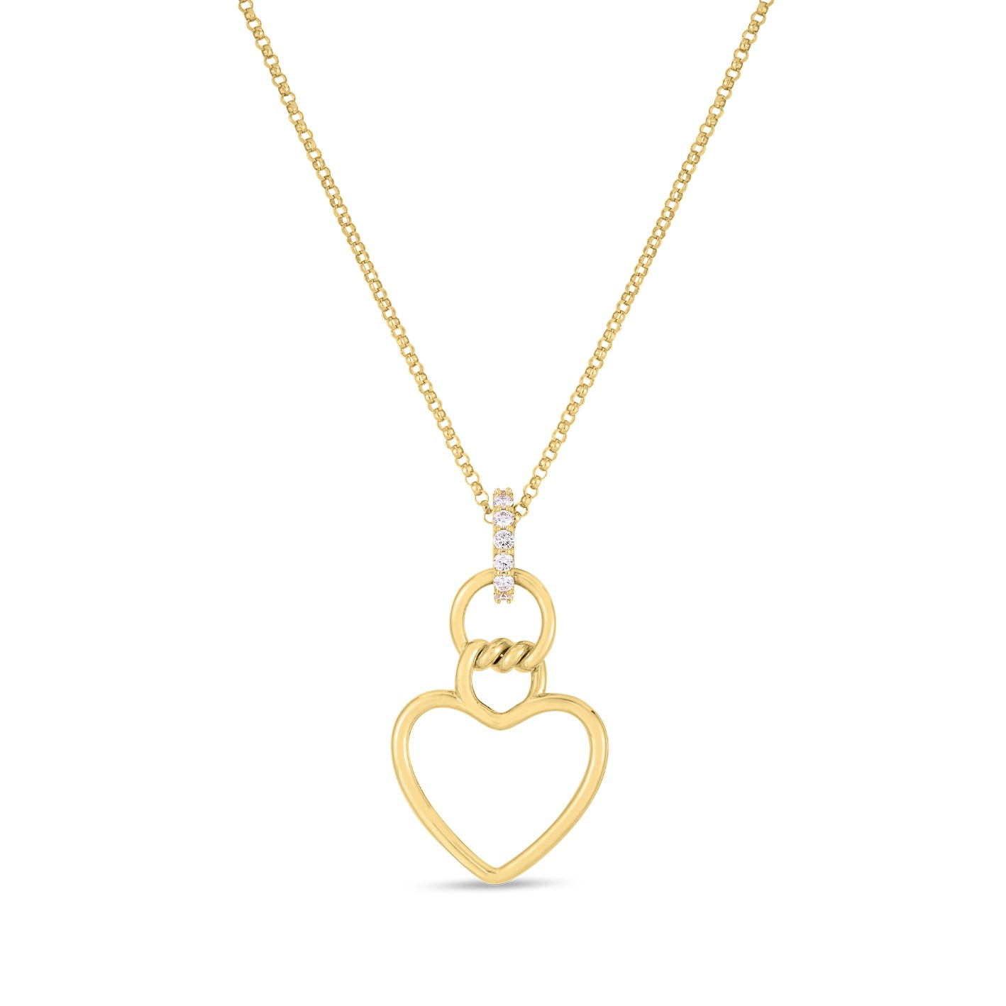 Roberto Coin 18K Yellow Gold DIamond Cialoma Heart Necklace 17