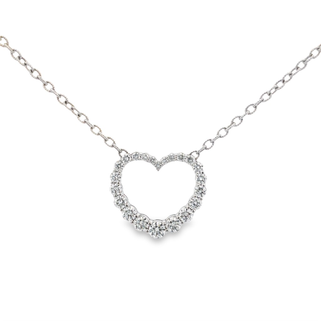 18K White Gold Diamond Heart Pendant on a 14K White Gold Chain