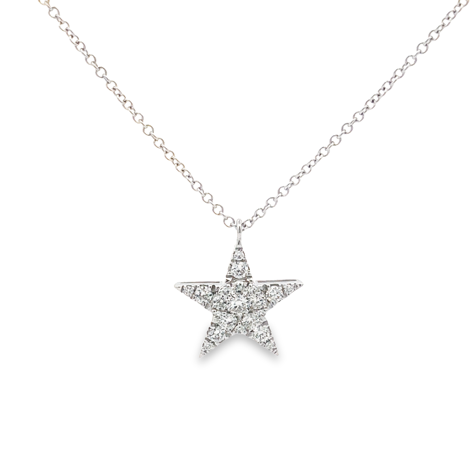 18K White Gold Diamond Star Necklace