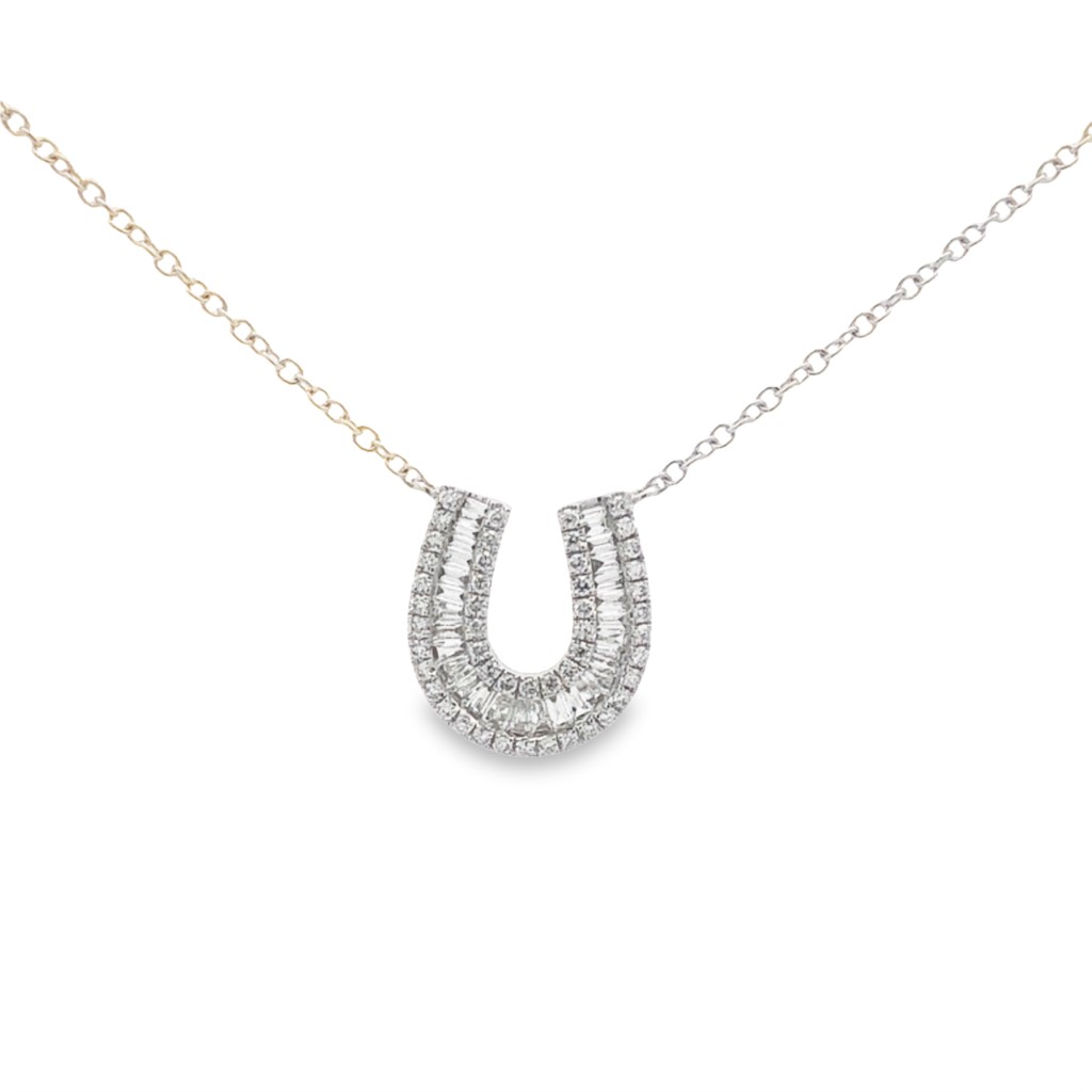 18K White Gold Diamond Horseshoe Necklace