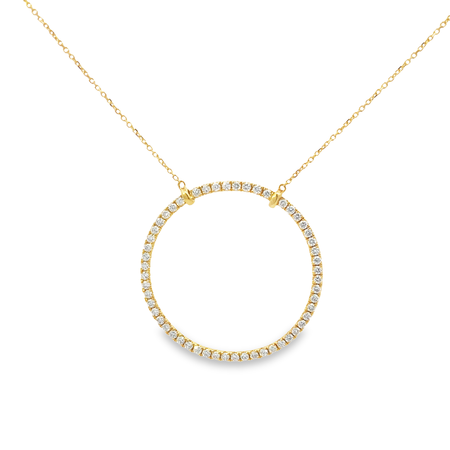 18K Yellow Gold Diamond Circle Necklace