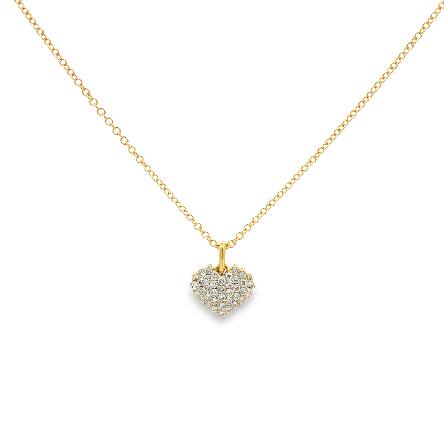 18K Yellow Gold Diamond Heart Necklace