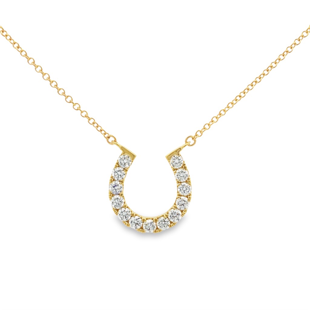 18K Yellow Gold Diamond Horseshoe Necklace