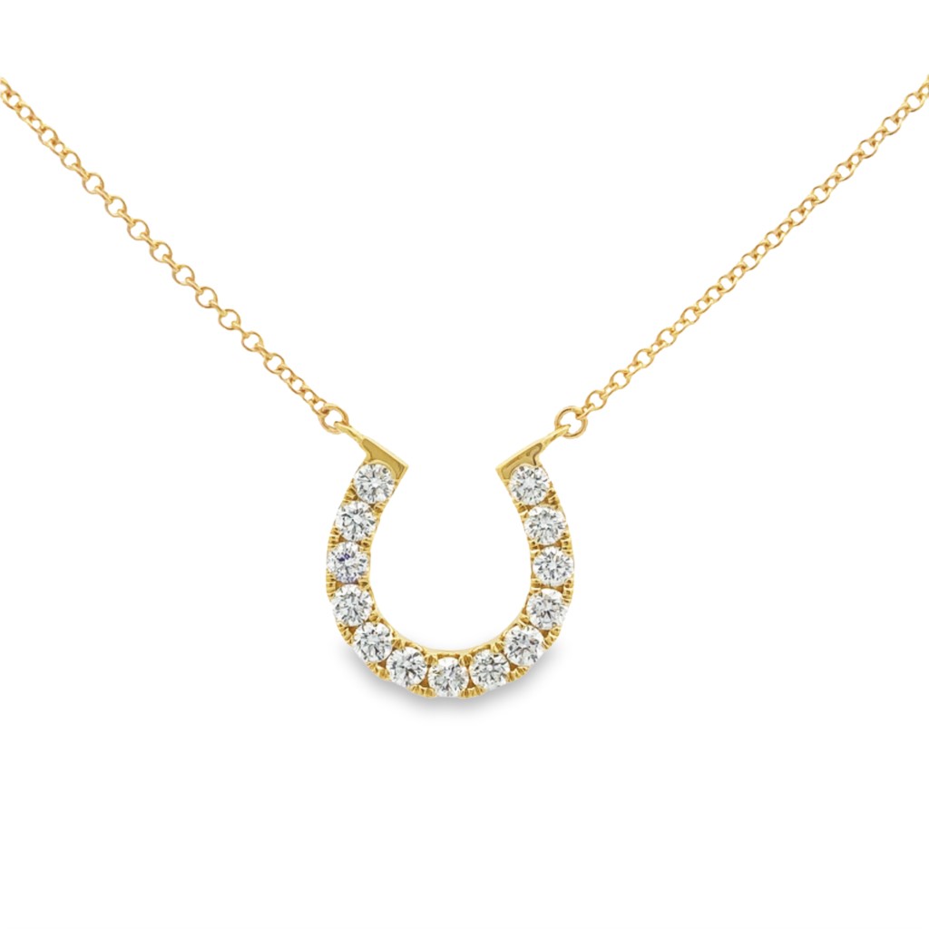 18K Yellow Gold Diamond Horseshoe Necklace