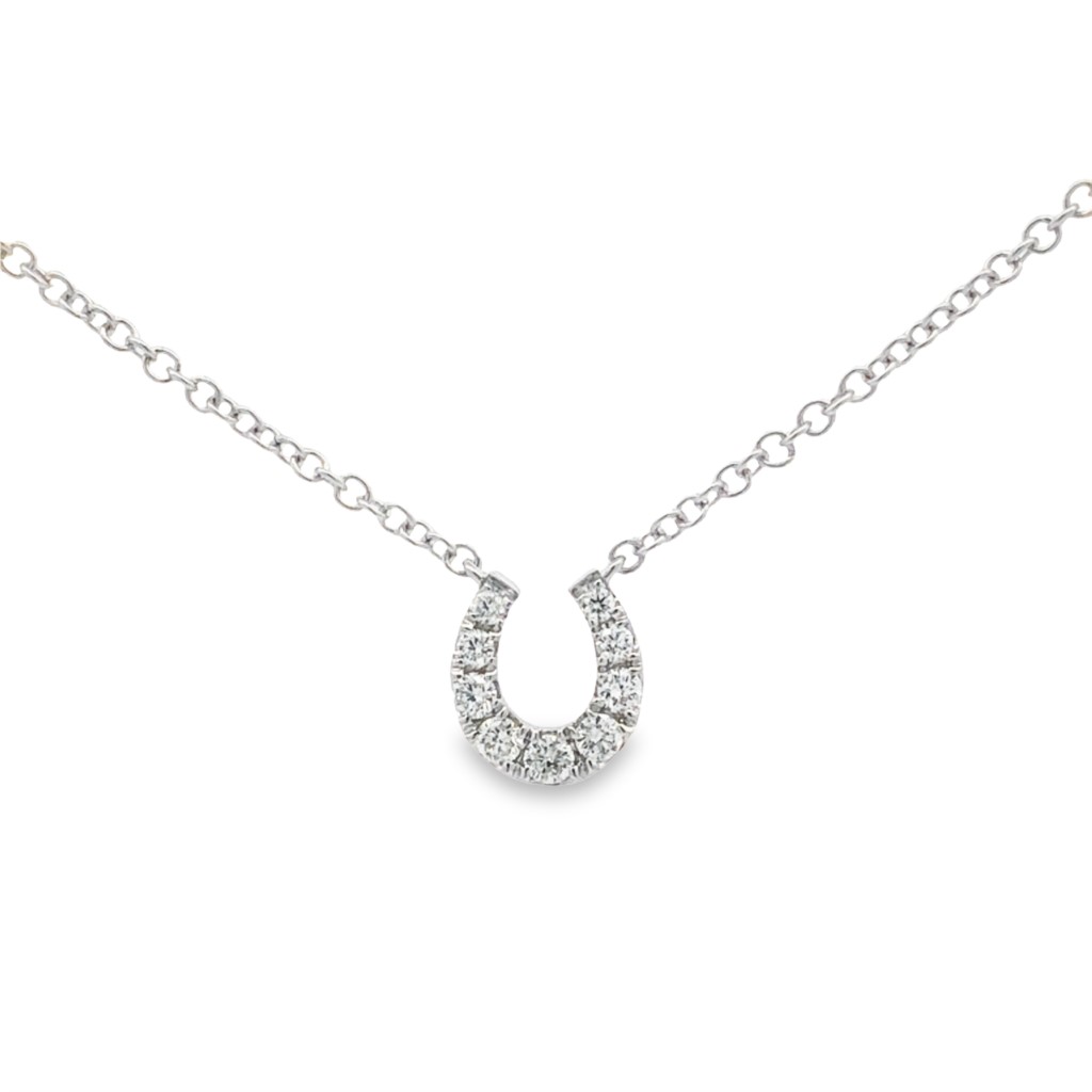 18K White Gold Diamond Horseshoe Necklace