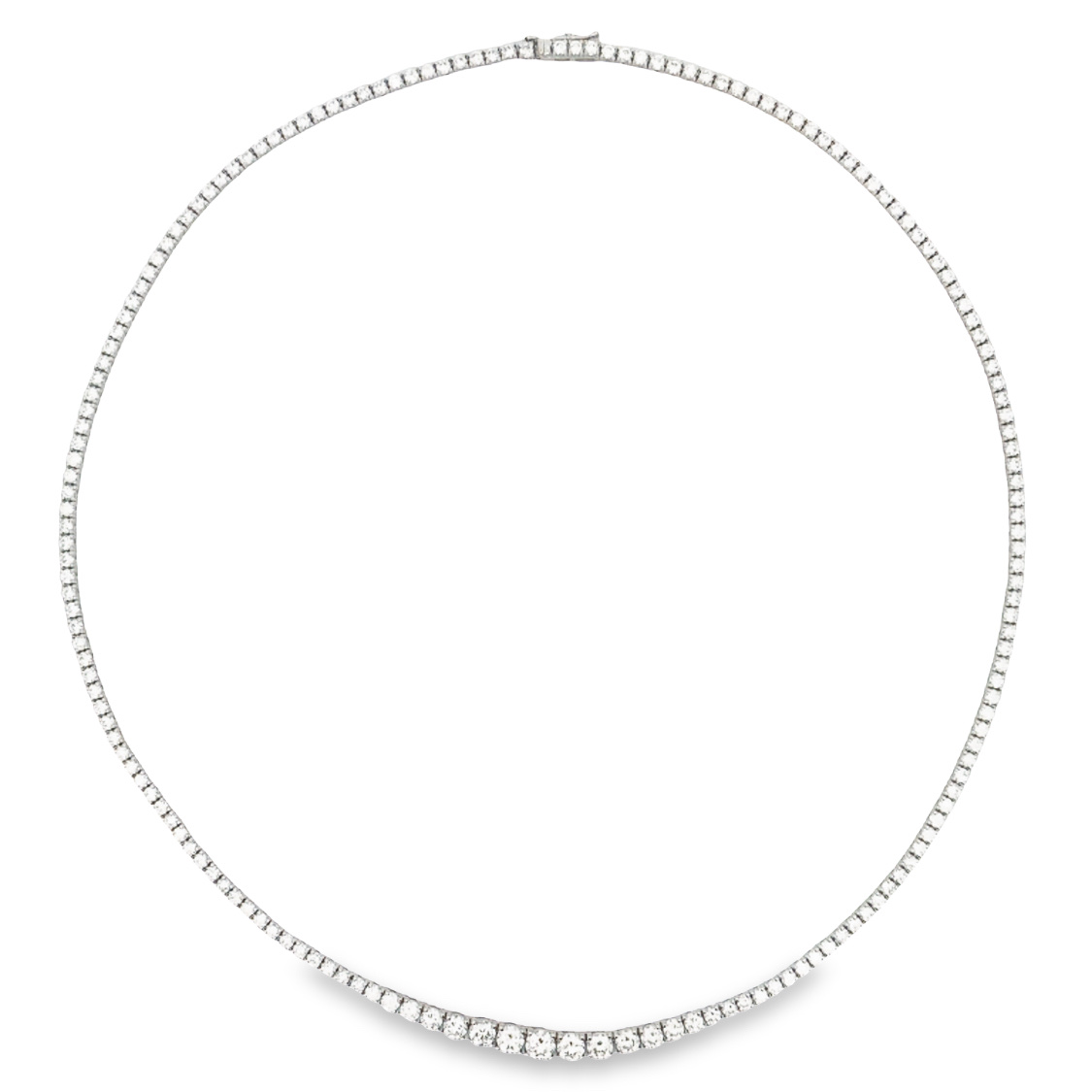 18K White Gold Graduated Diamond Tennis Necklace