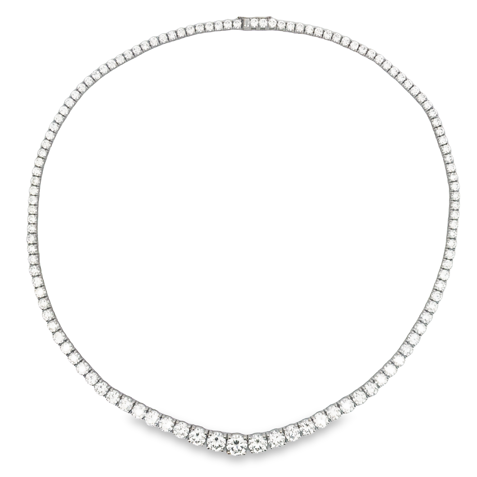 18K White Gold Graduated Diamond Tennis Necklace 16