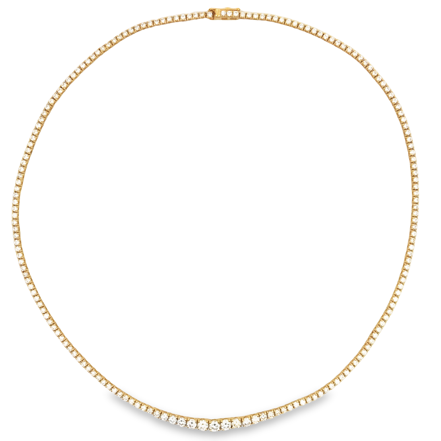 18K Yellow Gold Graduated Diamond Tennis Necklace