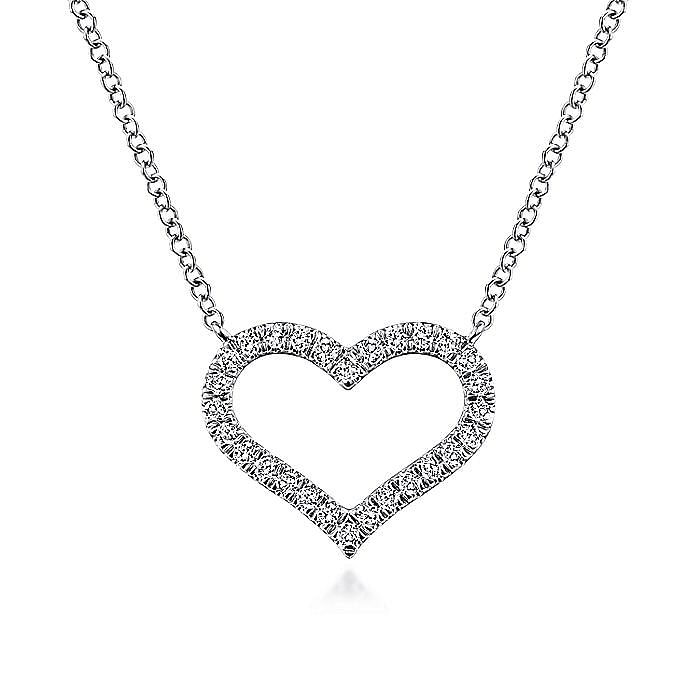 Gabriel & Co. 14K White Gold Heart Necklace