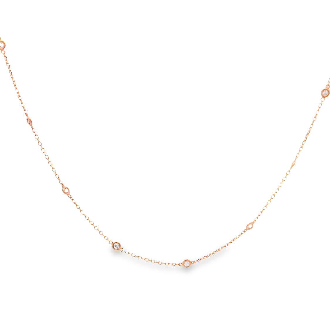 14K Rose Gold Diamonds By The Yard Chain Necklace