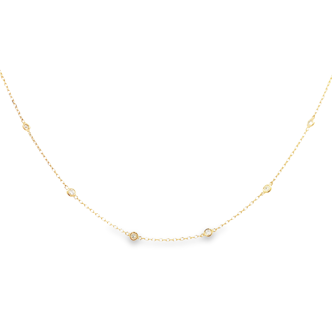 14K Yellow Gold Diamonds By The Yard Chain Necklace