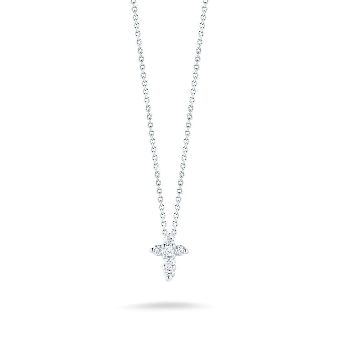 Roberto Coin 18K White Gold Tiny Treasures Baby Diamond Cross Pendant Necklace