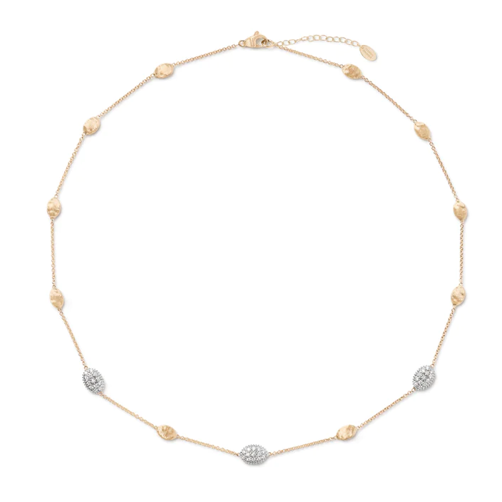 Marco Bicego 18K Yellow and White Gold Siviglia Collection Diamond Small Bead Necklace