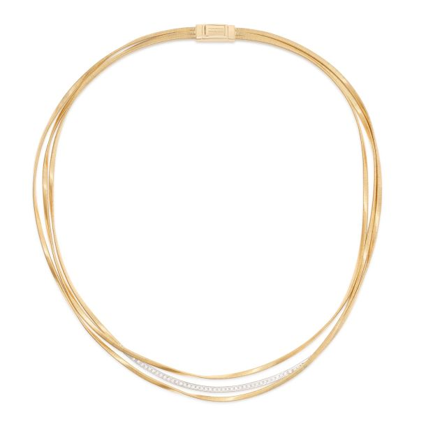 Marco Bicego 18K Yellow and White Gold Marrakech Diamond Collar Twisted Diamond Necklace