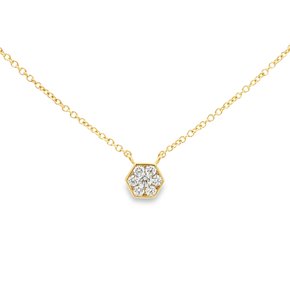 Damaso 18K Yellow Gold Diamond Hexagon Necklace