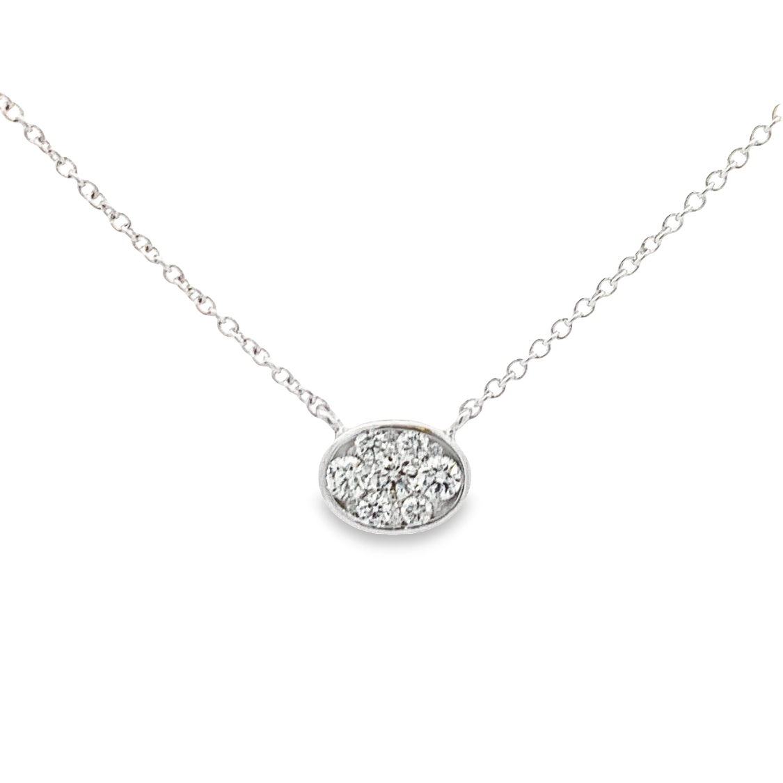 Damaso 18K White Gold Diamond Oval Necklace