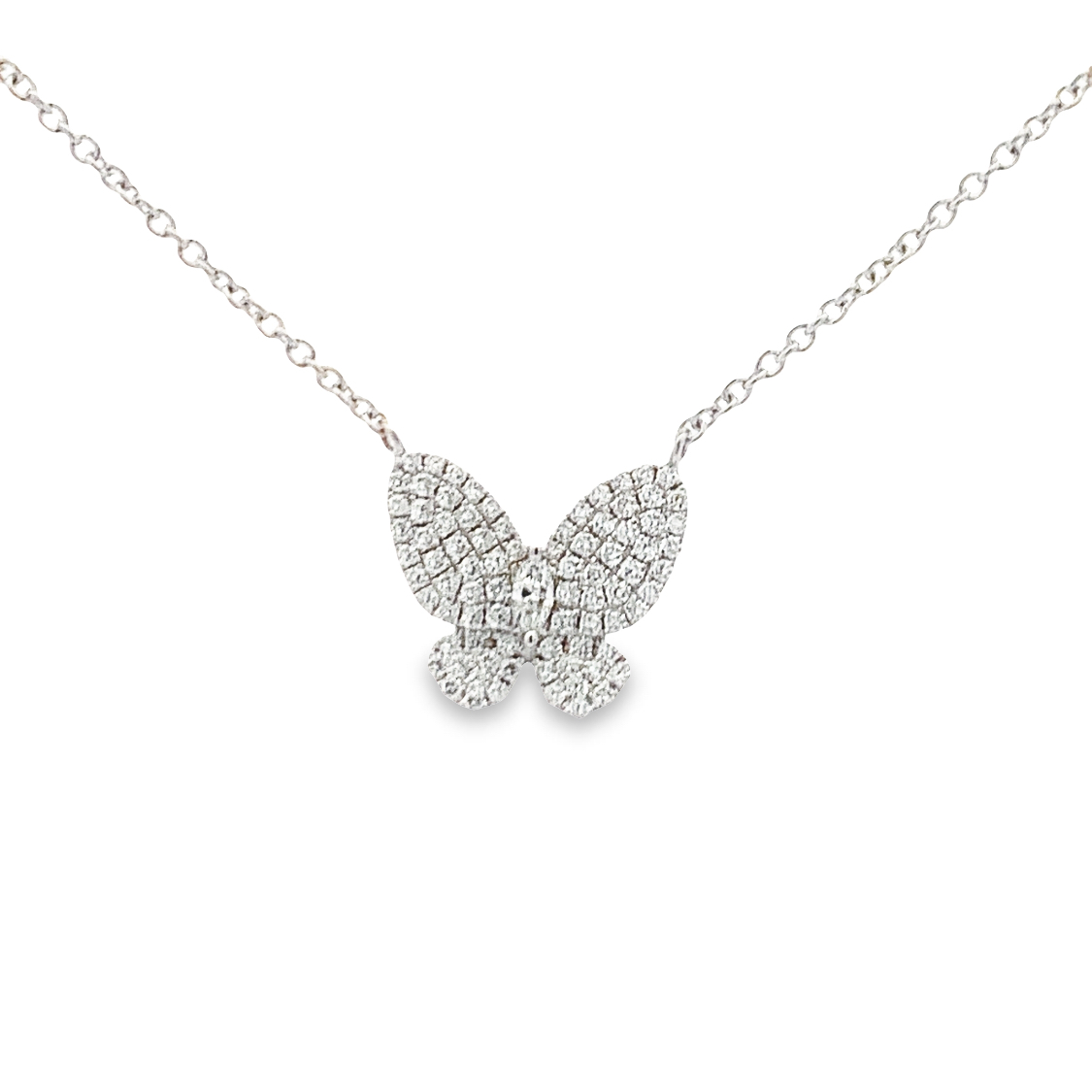 Damaso 18K White Gold Diamond Butterfly Necklace