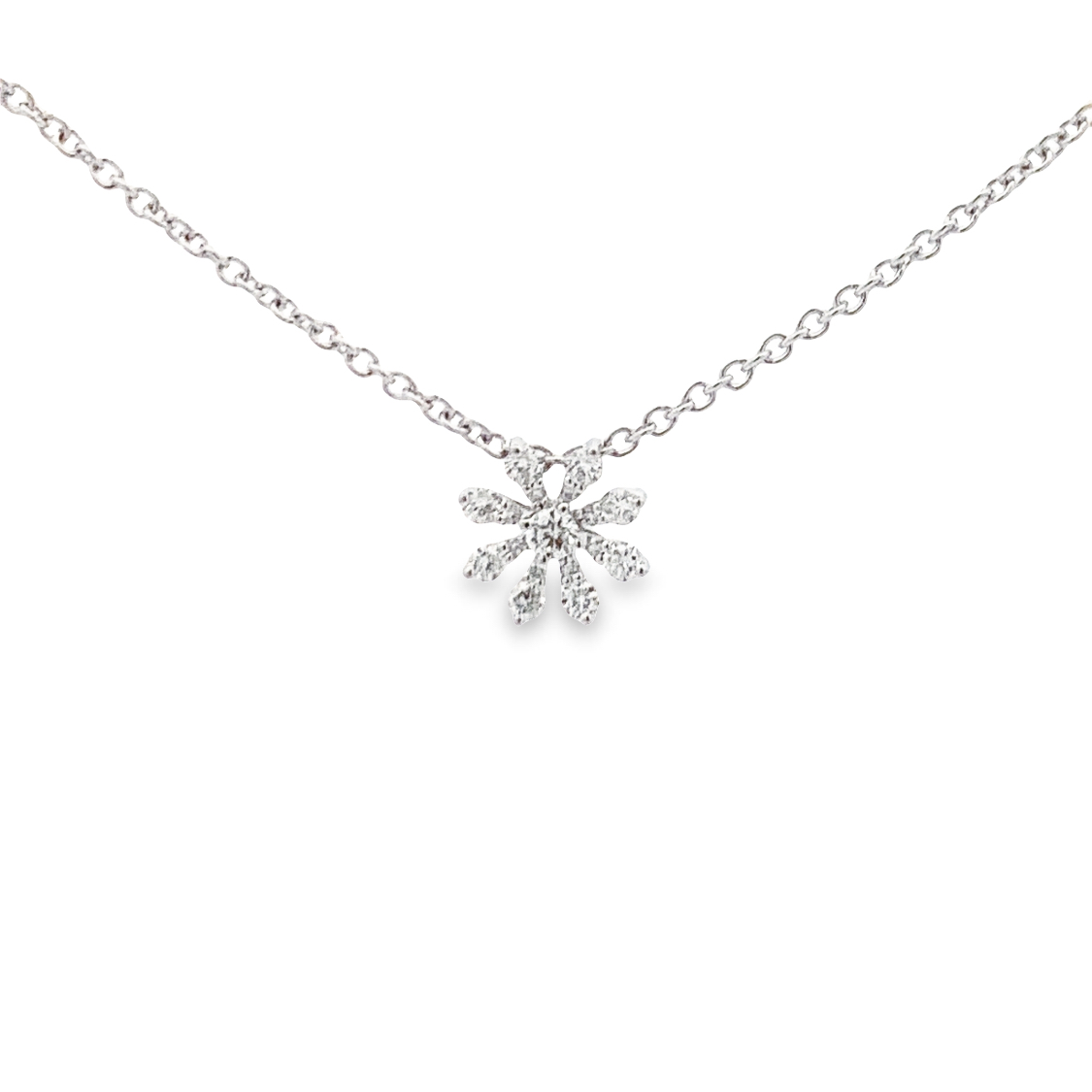 Damaso 18K White Gold Diamond Flower Necklace