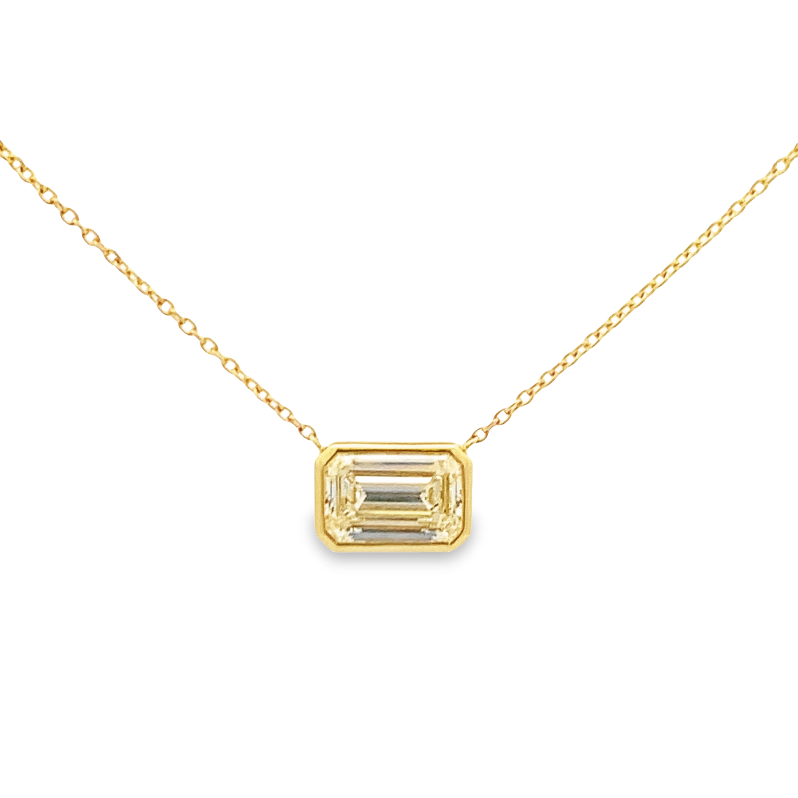Norman Silverman 18K Yellow Gold Emerald Cut Diamond Pendant Necklace