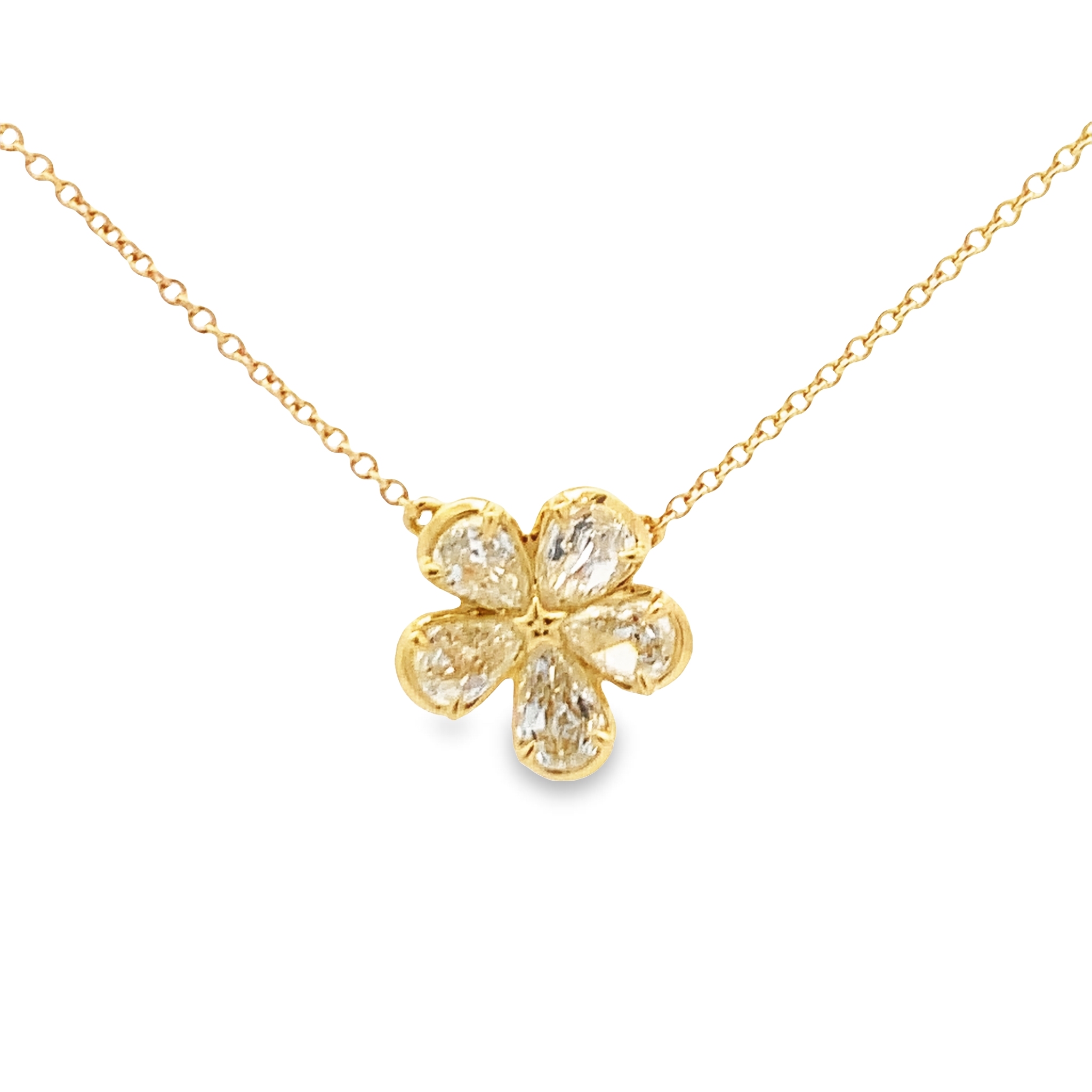 Christopher Designs 18K Yellow Gold Diamond Flower Necklace
