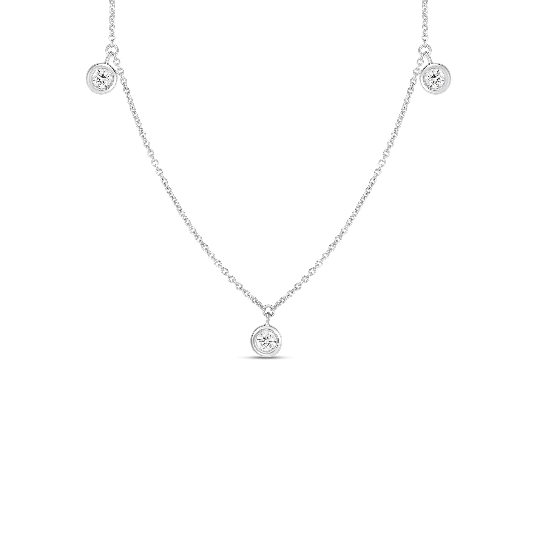Roberto Coin 18K White Gold 3 Stations Dangling Necklace
