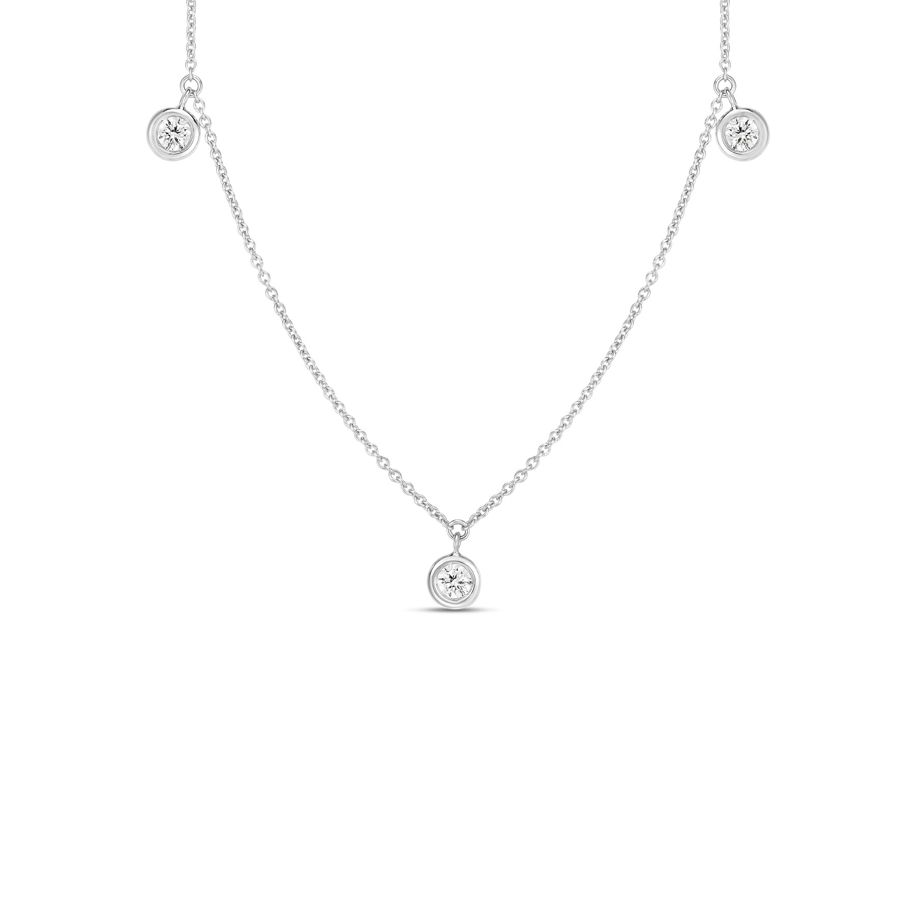 Roberto Coin 18K White Gold 3 Stations Dangling Necklace