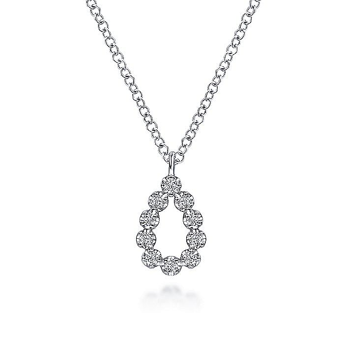 Gabriel & Co. 14K White Gold Diamond Teardrop Pendant Necklace