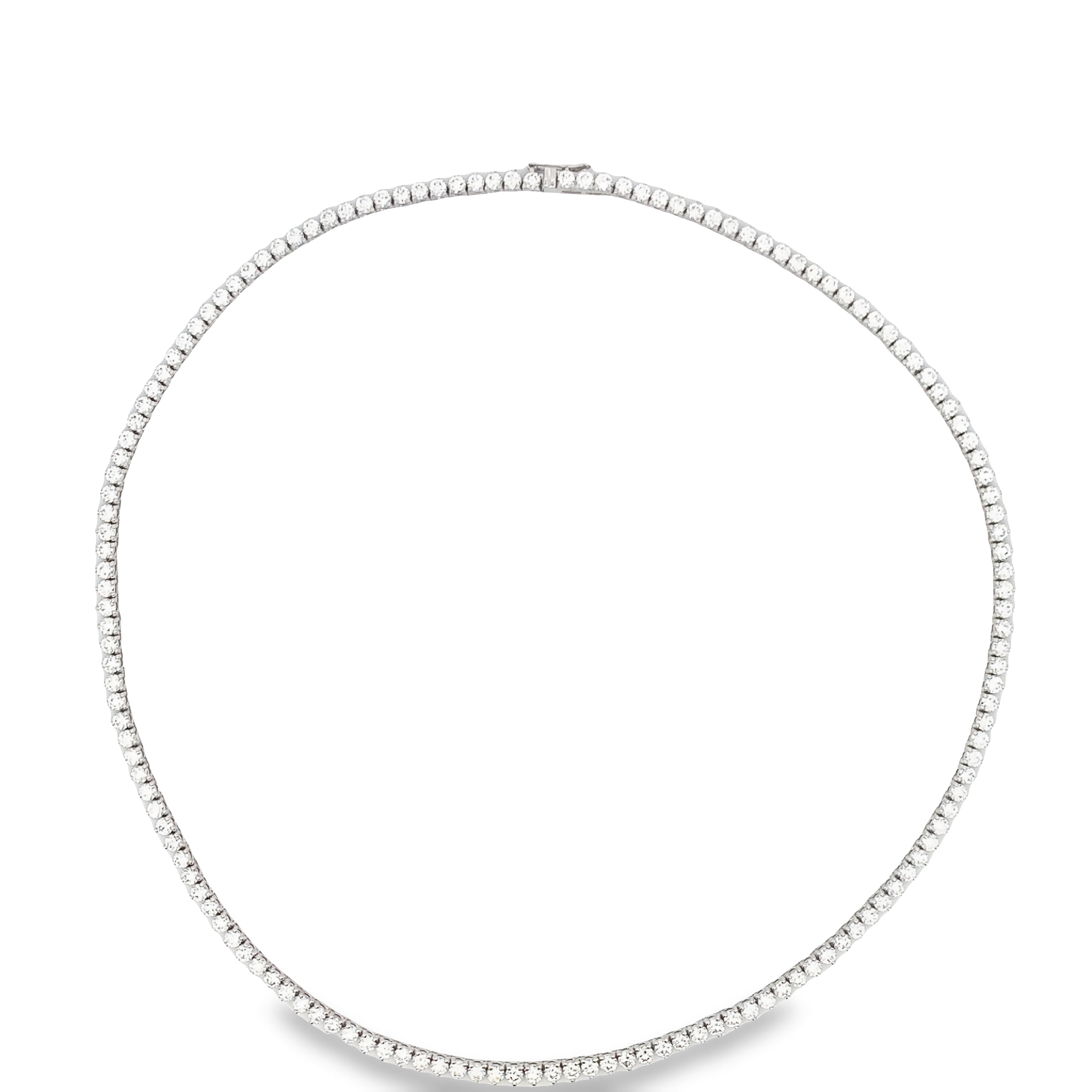 Norman Silverman 18K White Gold Three-Prong Diamond Tennis Necklace