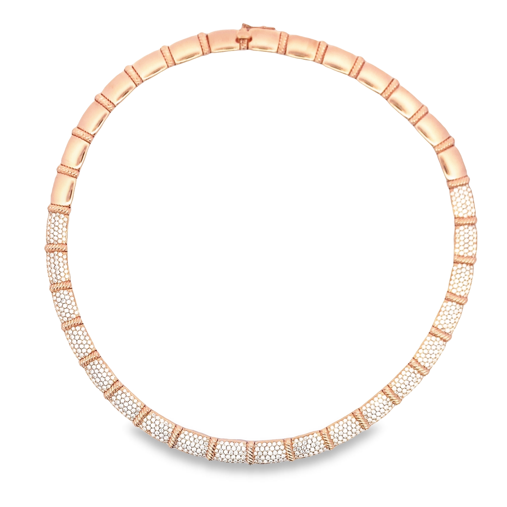 Damaso 18K Rosr Gold Diamond Link Collar Necklace
