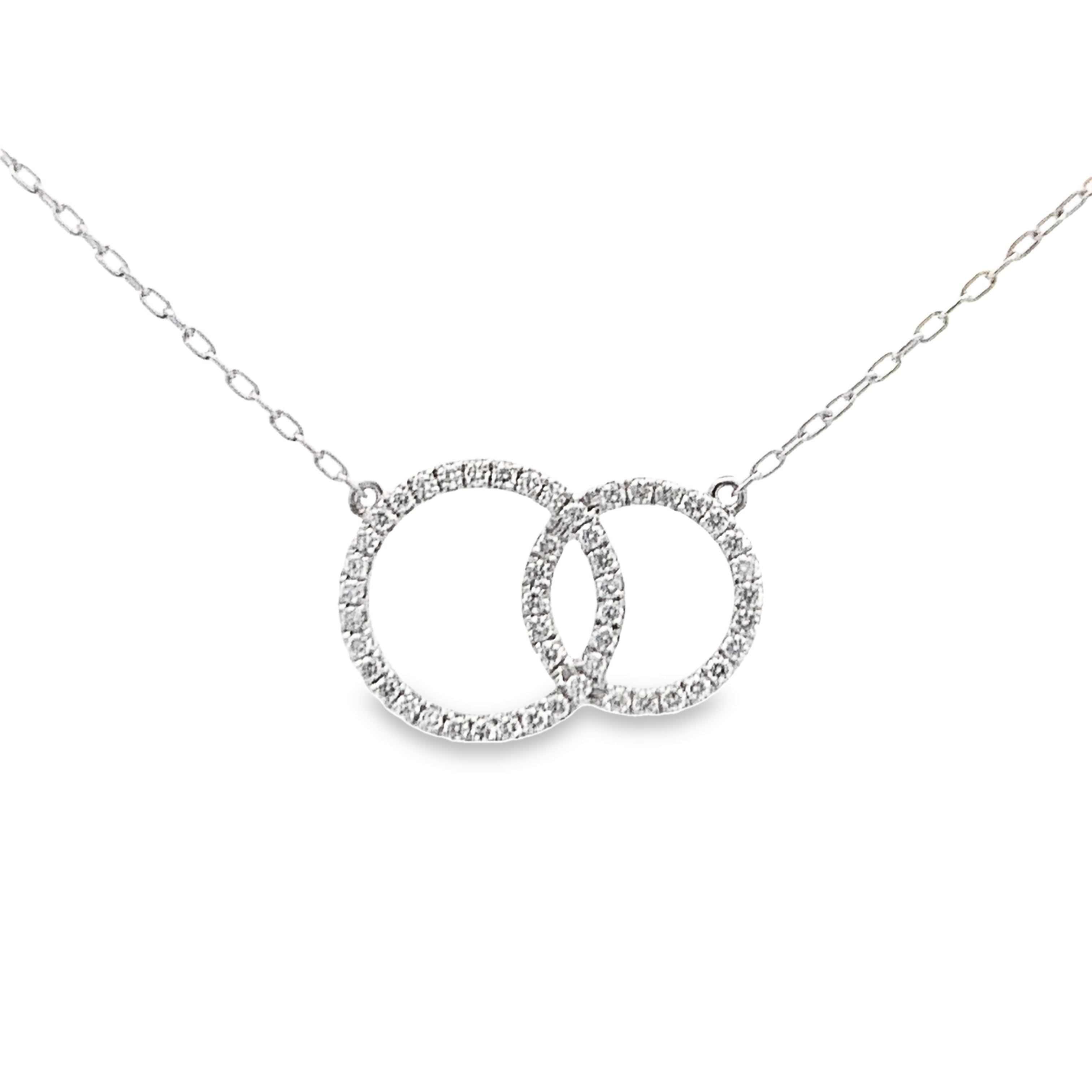 18K White Gold Diamond Interlocked Circles Necklace