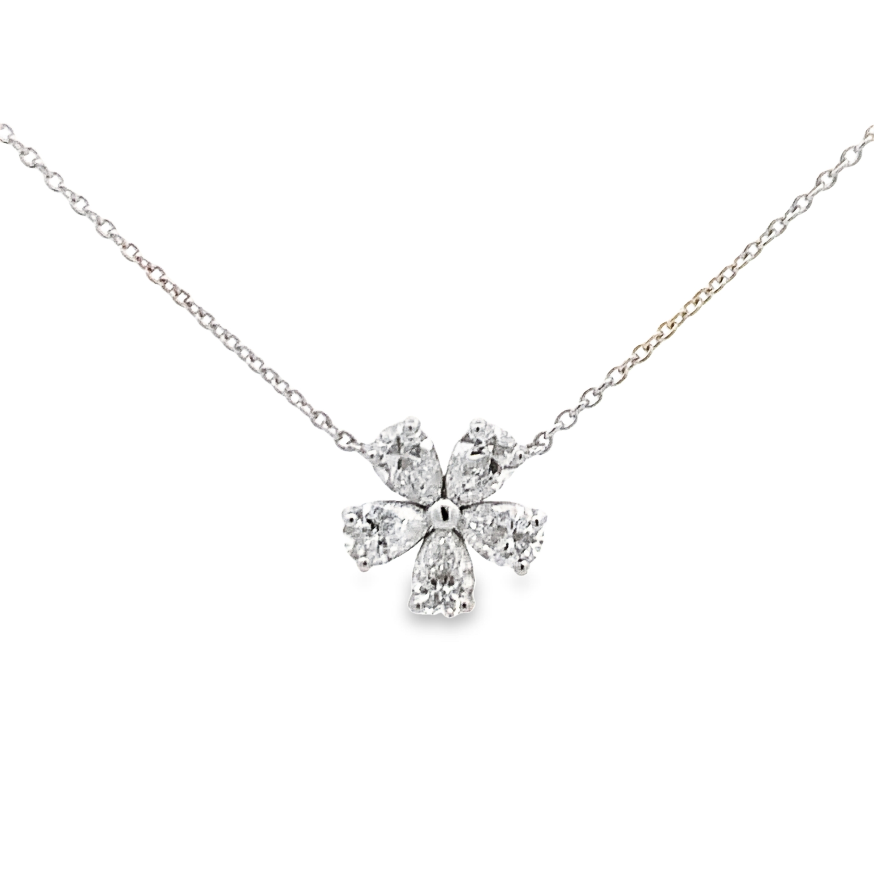 Norman Silverman 18K White Gold Diamond Flower Necklace
