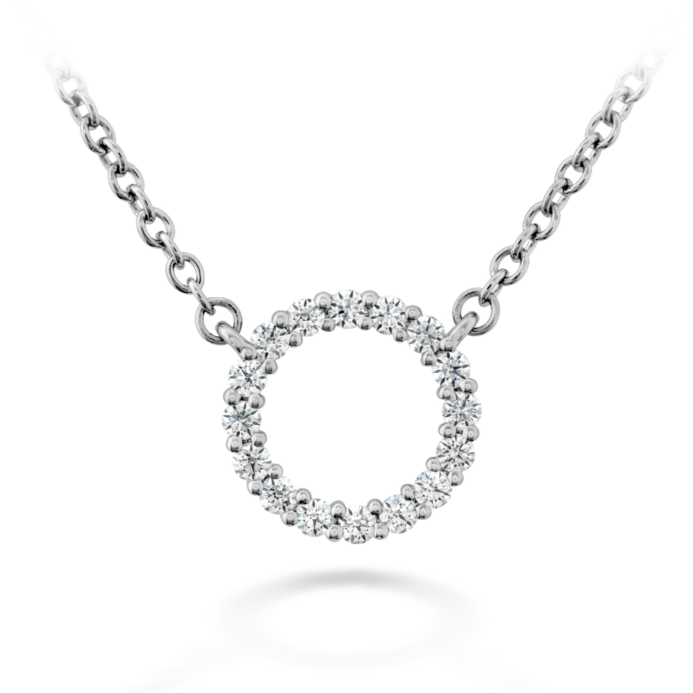 Hearts on Fire 18K White Gold Signature Circle Necklace - Small - with 16 Round Diamonds 0.13 Tcw G-H VS-SI
